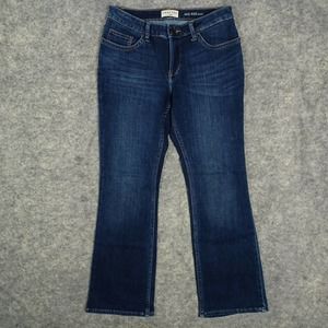 Crafted By Lee Jeans Womens 8 Short Mid Rise Boot Cut Stretch Dark Western Denim